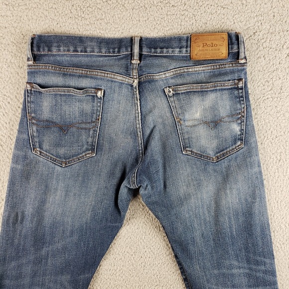 Polo Ralph Lauren Jeans Mens 33x31 Denim The Varick Slim Straight Distressed - Picture 14 of 15